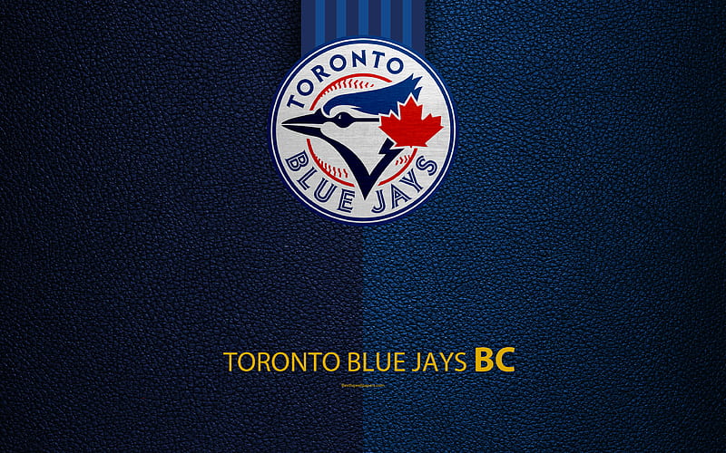 Toronto Blue Jays American baseball club, American League, leather texture, logo, MLB, Toronto, Canada, USA, Major League Baseball, emblem, HD wallpaper