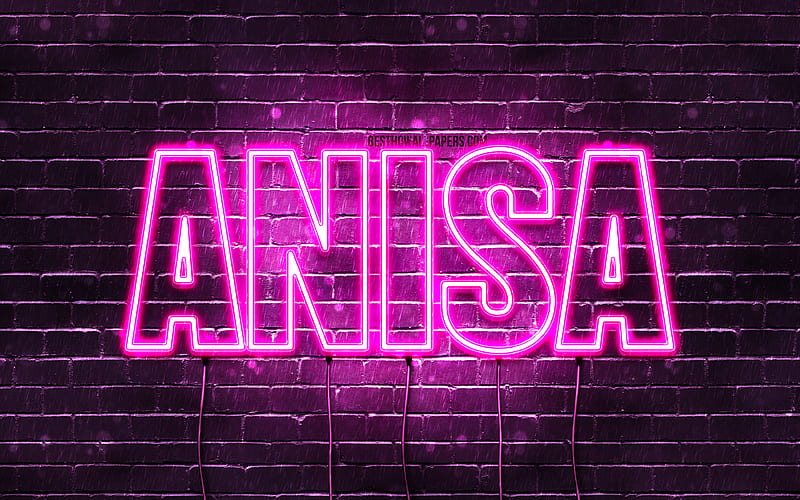 Anisa, , with names, female names, Anisa name, purple neon lights, Happy Birtay Anisa, popular arabic female names, with Anisa name, HD wallpaper