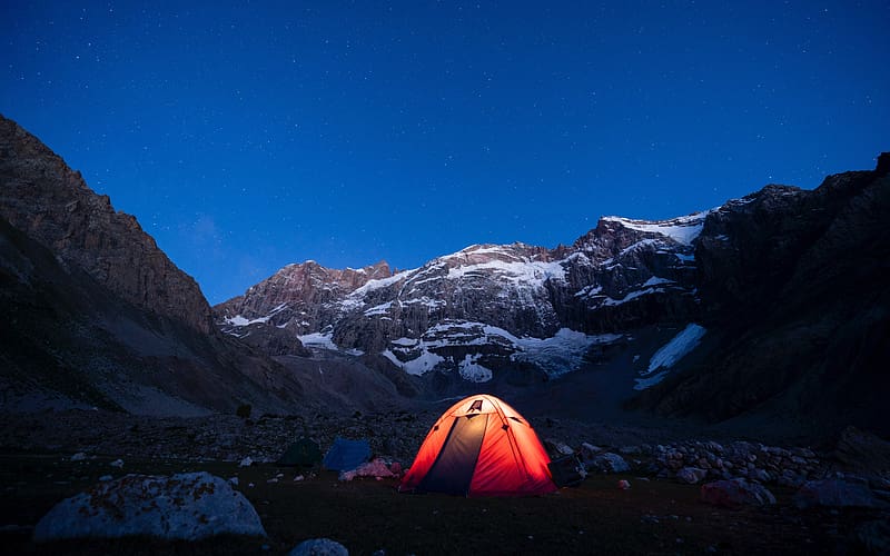 Tent Camping Merali Peak Fann Mountains Tajikistan, HD wallpaper