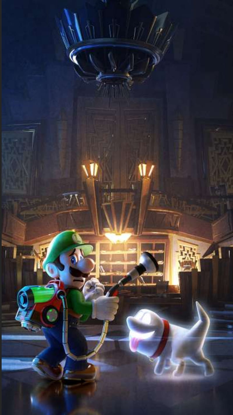 Download Luigis Mansion 3 Luigi And Polterpup With Logo Wallpaper   Wallpaperscom