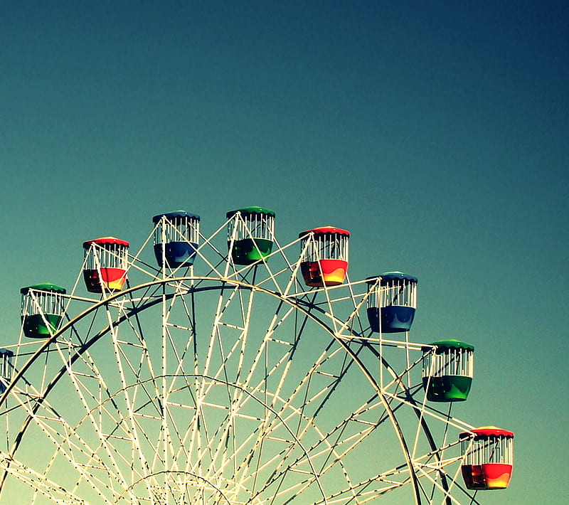 Ferris Wheel, colors, family fun, outdoors, park, rides, sky, HD wallpaper