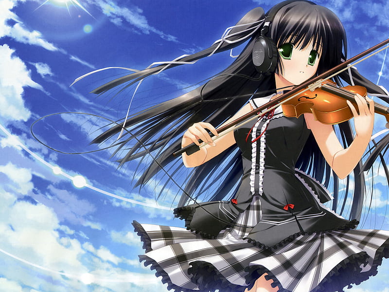 Khám phá nữ nhân vật Anime đang nhảy điệu vĩ cầm sẵn sàng đưa bạn vào thế giới âm nhạc ngọt ngào và đầy màu sắc. Hình ảnh cho thấy cô gái trong cảm xúc rất tốt, sợi dây của cây vĩ cầm đùa vui cùng bầu không khí đầy đam mê.