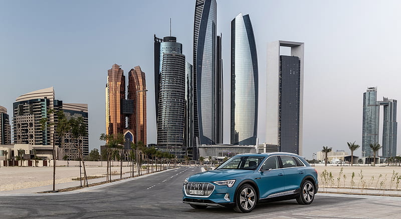 2019 Audi e-tron (Color: Antigua Blue) - Front Three-Quarter , car, HD wallpaper