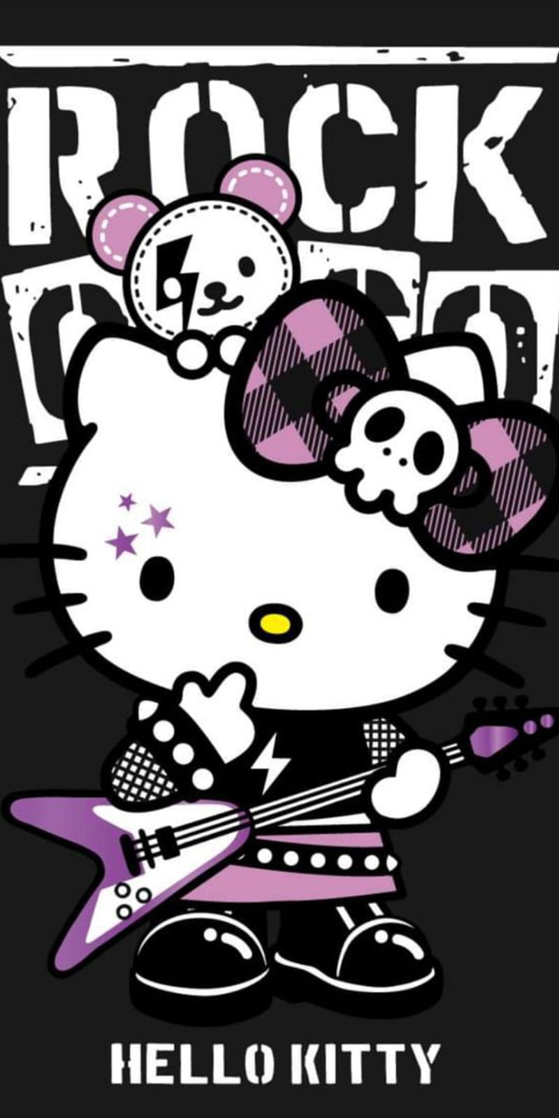 Hello kitty, rock, black, HD phone wallpaper