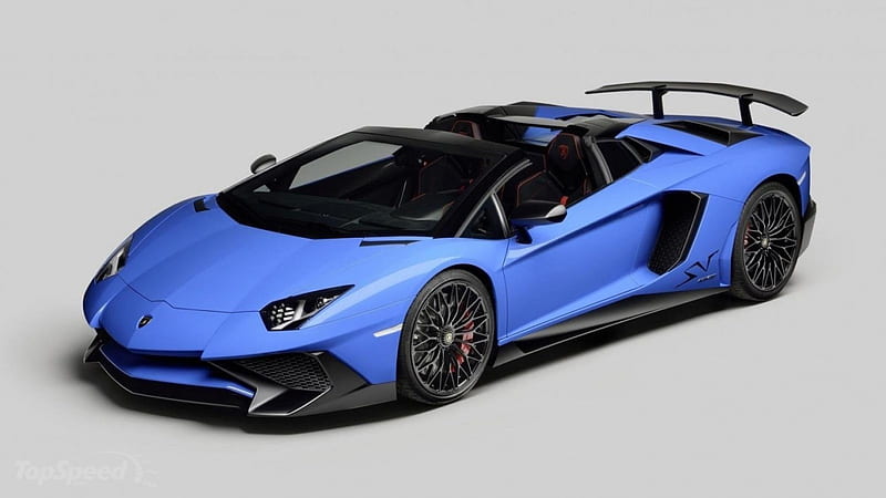 2016-Lamborghini-Aventado, Black Rims, 2016, Blue, Sports Car, HD