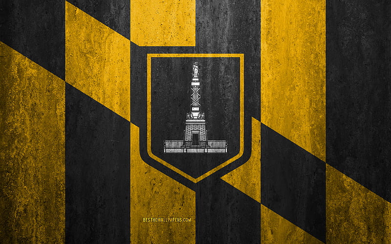 Flag of Baltimore, Maryland stone background, American city, grunge flag, Baltimore, USA, Baltimore flag, grunge art, stone texture, flags of american cities, HD wallpaper