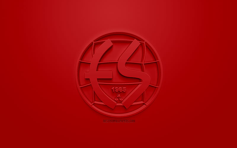Eskisehirspor, creative 3D logo, red background, 3d emblem, Turkish Football club, 1 Lig, Eskisehir, Turkey, TFF First League, 3d art, football, 3d logo, HD wallpaper