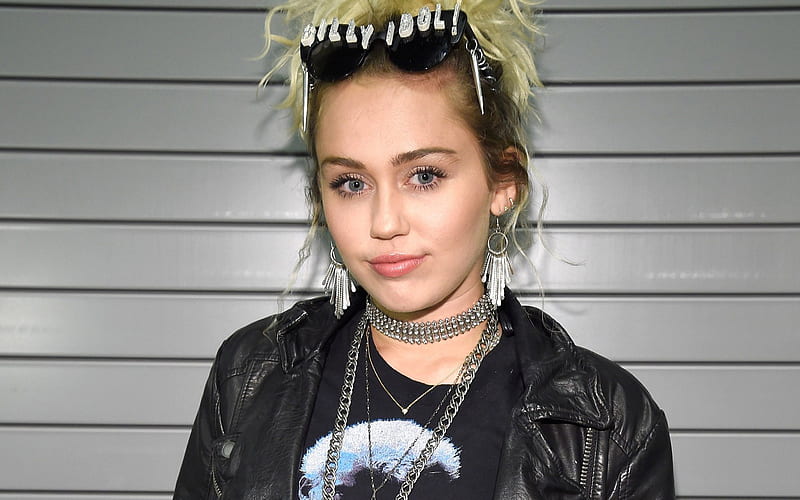 Miley Cyrus, american singer, hoot, black leather jacket, popular singers, HD wallpaper