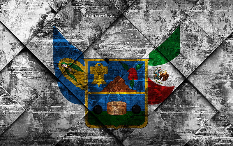 Flag of Hidalgo stone background, American state, grunge flag, Hidalgo flag, USA, grunge art, Hidalgo, flags of US states, HD wallpaper