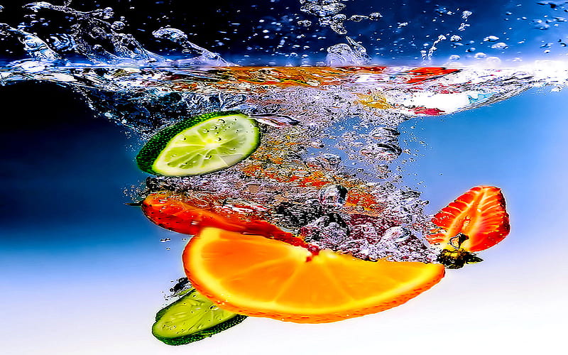refreshing, fruits, iced, mixed, cold, HD wallpaper