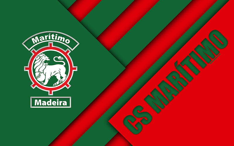 CS Maritimo, Portuguese football club Maritimo logo, material design, green red abstraction, Primeira Liga, Funchal, Madeira, Portugal, football, Premier League, HD wallpaper