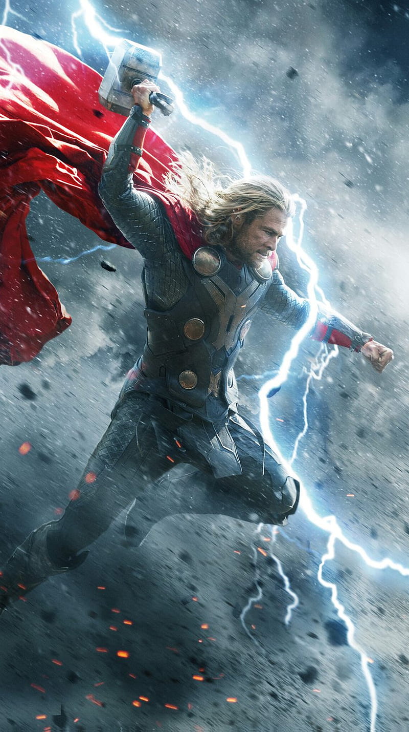 Thor, art, avengers, fantasy, god, marvel, thunder, guerra, HD phone wallpaper