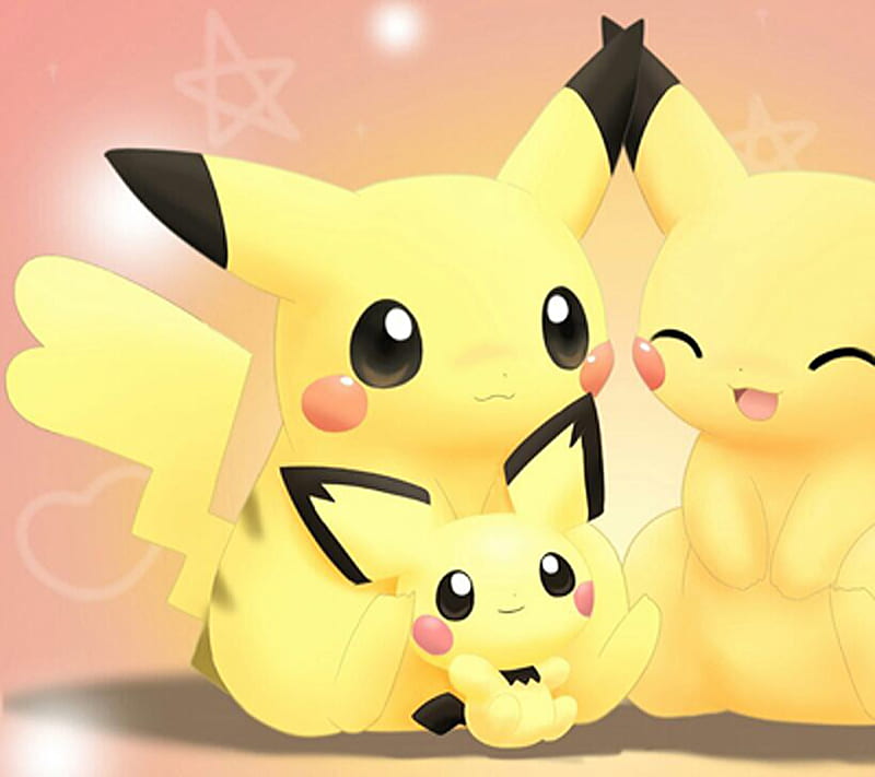 pikachu family, love, pichu, pokemon, romance, HD wallpaper