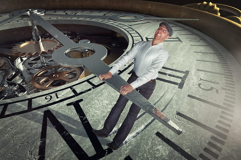 Running out of time, john wilhelm, clock, man, new year, funny, situation, HD wallpaper