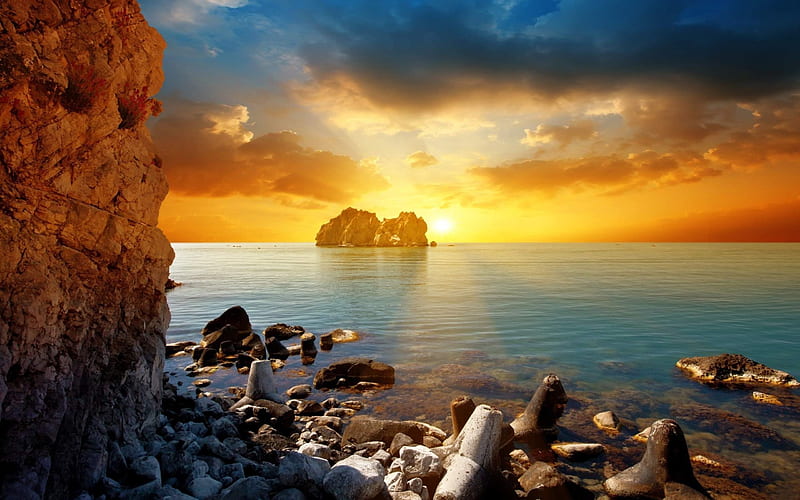super bright sunset-Natural scenery, HD wallpaper