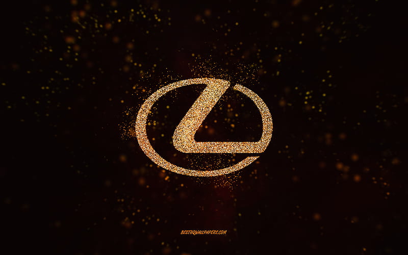 Lexus glitter logo, , black background, Lexus logo, gold glitter art, Lexus, creative art, Lexus gold glitter logo, HD wallpaper