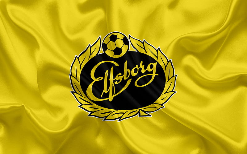 Elfsborg FC swedish football club, Elfsborg logo, emblem, Allsvenskan, football, Boras, Sweden, silk flag, Swedish Football Championships, HD wallpaper
