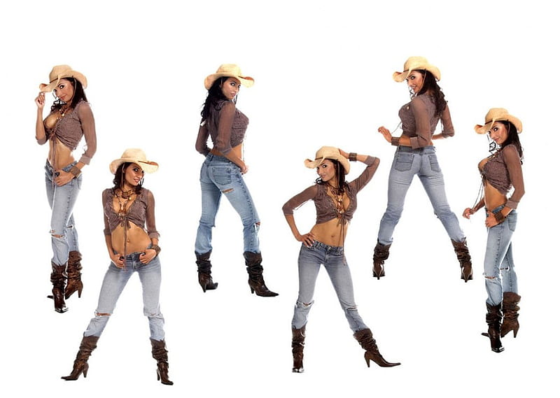 Cowgirl Poses, female, models, hats, boots, fun, jeans, cowgirls, famous, fashion, western, style, HD wallpaper