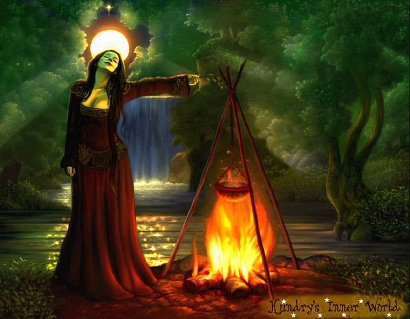★Spells put in the Cauldron★, moons, lovely, halloween, witches, colors, love four seasons, magic, creative pre-made, digital art, paintings, cauldron, spells, weird things people wear, magical, HD wallpaper