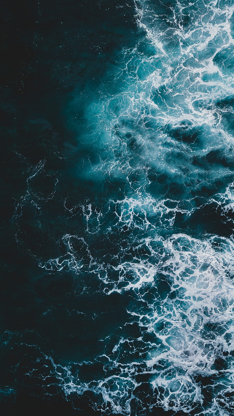 sea, waves, aerial view, water, foam, HD phone wallpaper