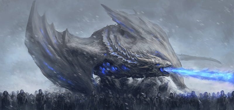 White Walkers Dragon Game Of Thrones, game-of-thrones-season-8, game-of-thrones, tv-shows, white-walkers, dragon, artwork, artist, digital-art, HD wallpaper
