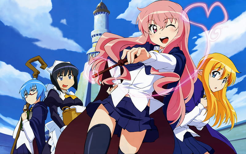 Zero No Tsuaima girls, no, tsukaima, anime, zero, HD wallpaper