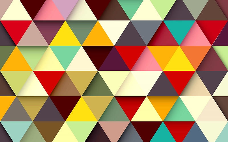 colored triangles, triangles of abstraction, bright abstract, triangles, HD wallpaper