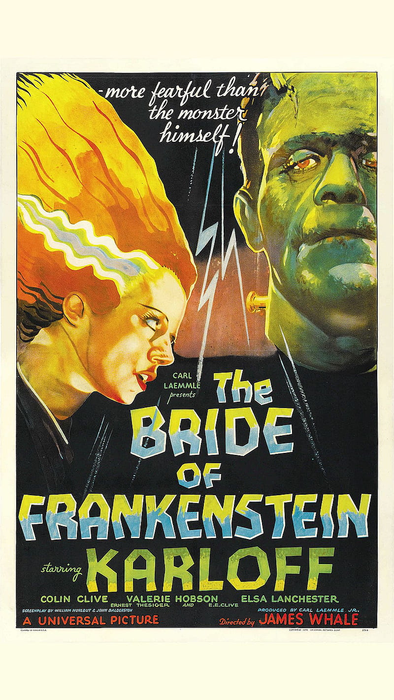Bride Of Frank, 1935, bride of, frankenstein, movie, poster, HD phone wallpaper
