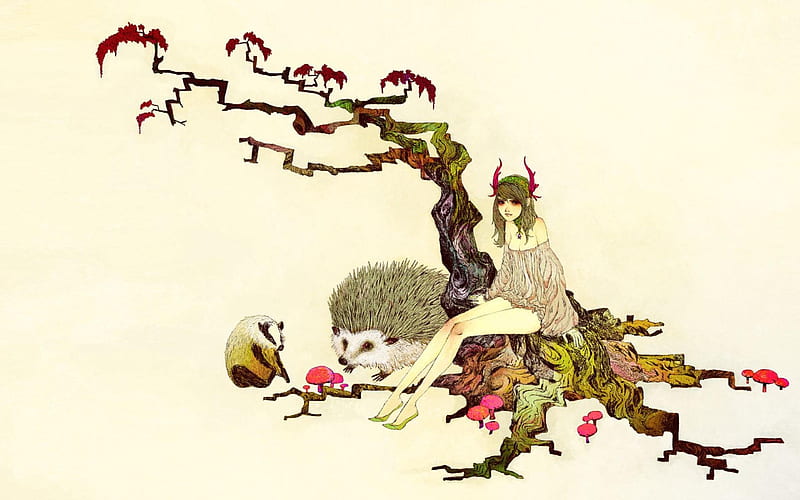 japanese maple tree illustration-Abstract art design, HD wallpaper
