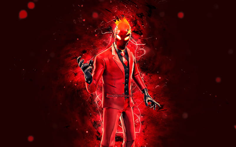 Inferno red neon lights, 2020 games, Fortnite Battle Royale, Fortnite characters, Inferno Skin, Fortnite, Inferno Fortnite, HD wallpaper