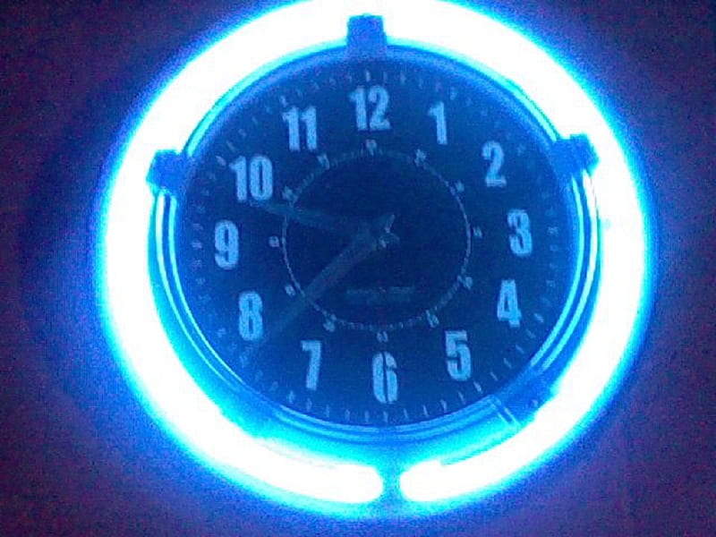 MY NEON CLOCK, neon clock, hand, neon, numbers, white, tv, neon blue, blue, HD wallpaper