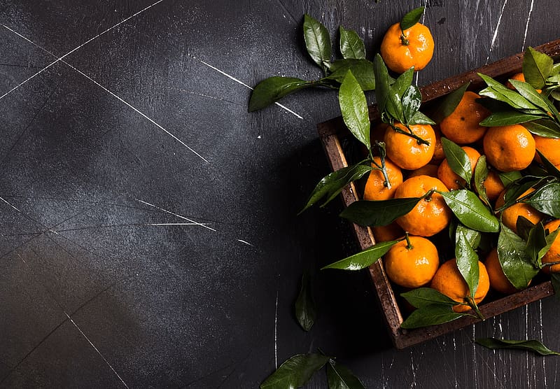 Tangerines, fruit, plant, food, HD wallpaper