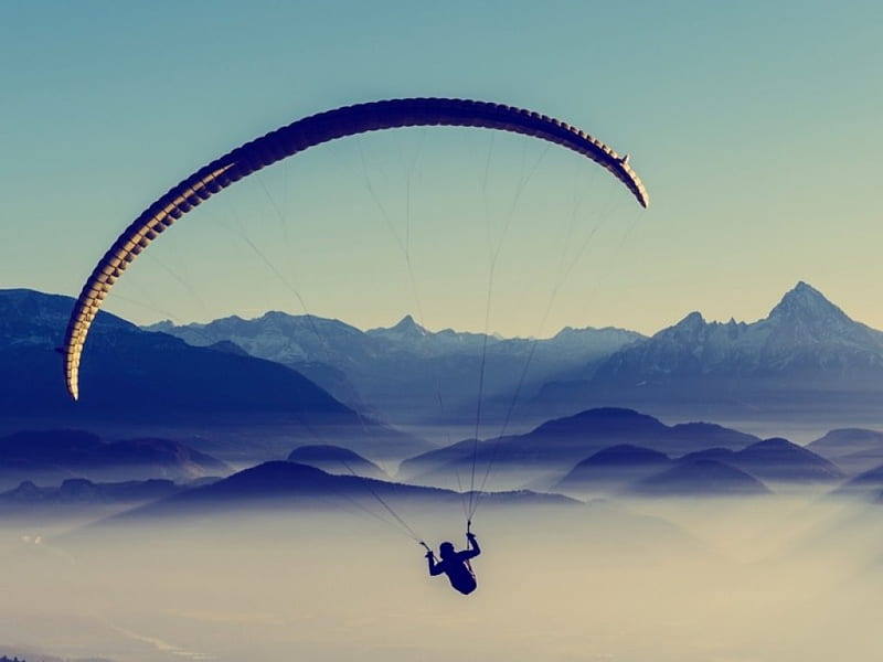 Paragliding, mountain, beauty, space, air, HD wallpaper
