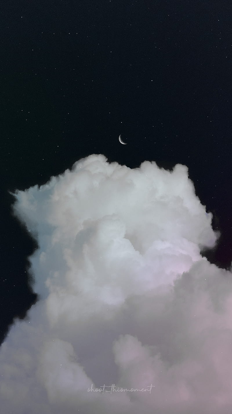 Space cloud, cloud, clouscape, crescent, dreamy, magical, moon, night, space, starry, universe, HD phone wallpaper