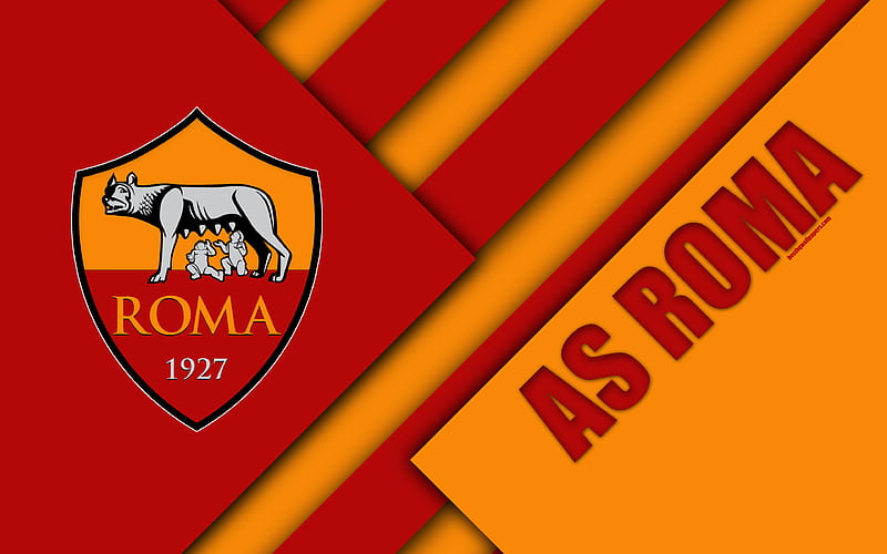 Roma FC, logo material design, football, Serie A, Rome, Italy, red yellow abstraction, Italian football club, AS Roma, HD wallpaper