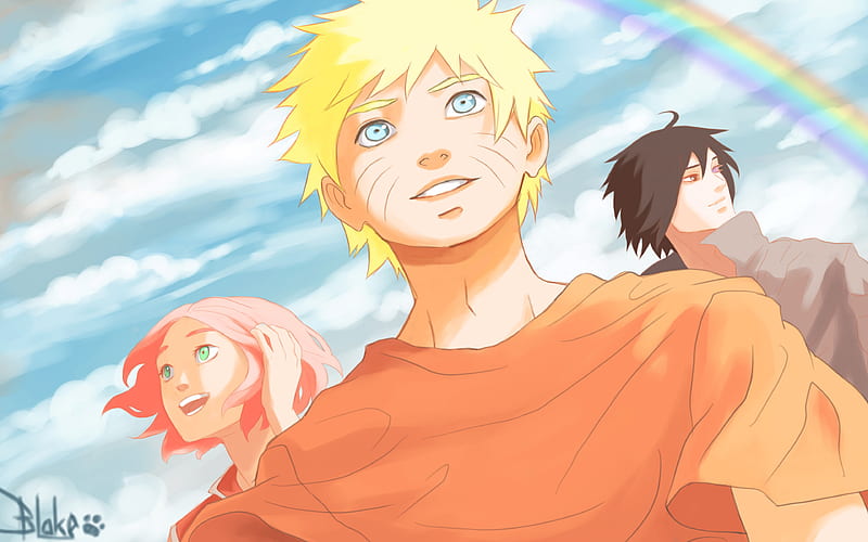 Uzumaki Naruto, Haruno Sakura, Uchiha Sasuke, manga, Team 7, Naruto, HD wallpaper