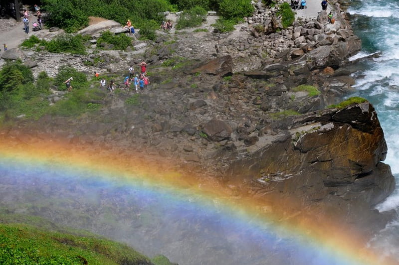 KRIMMLER WATERFALLS AUSTRIA, wasserfaelle, regenbogen, rainbow, waterfalls, HD wallpaper