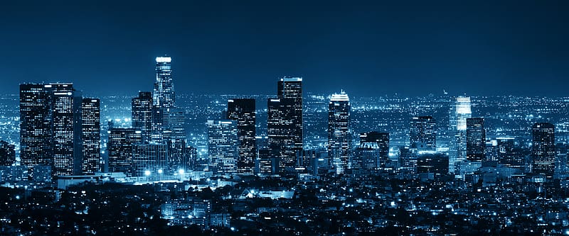 Cities, Night, Usa, City, Skyscraper, Building, Horizon, Cityscape, Los Angeles, HD wallpaper