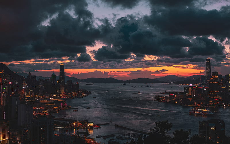 Hong Kong, skyline, sunset, skyscrapers, modern buildings, asian cities,  China, HD wallpaper | Peakpx