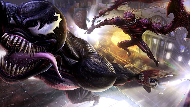 Venom And Carnage 10k, venom, carnage, artwork, superheroes, digital-art, , supervillain, HD wallpaper