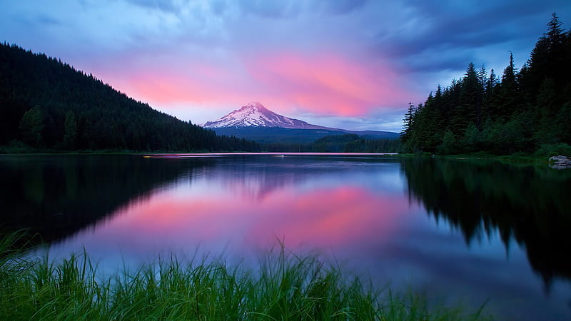 Mountain Reflections, mountain, reflections, nature, sunset, HD wallpaper