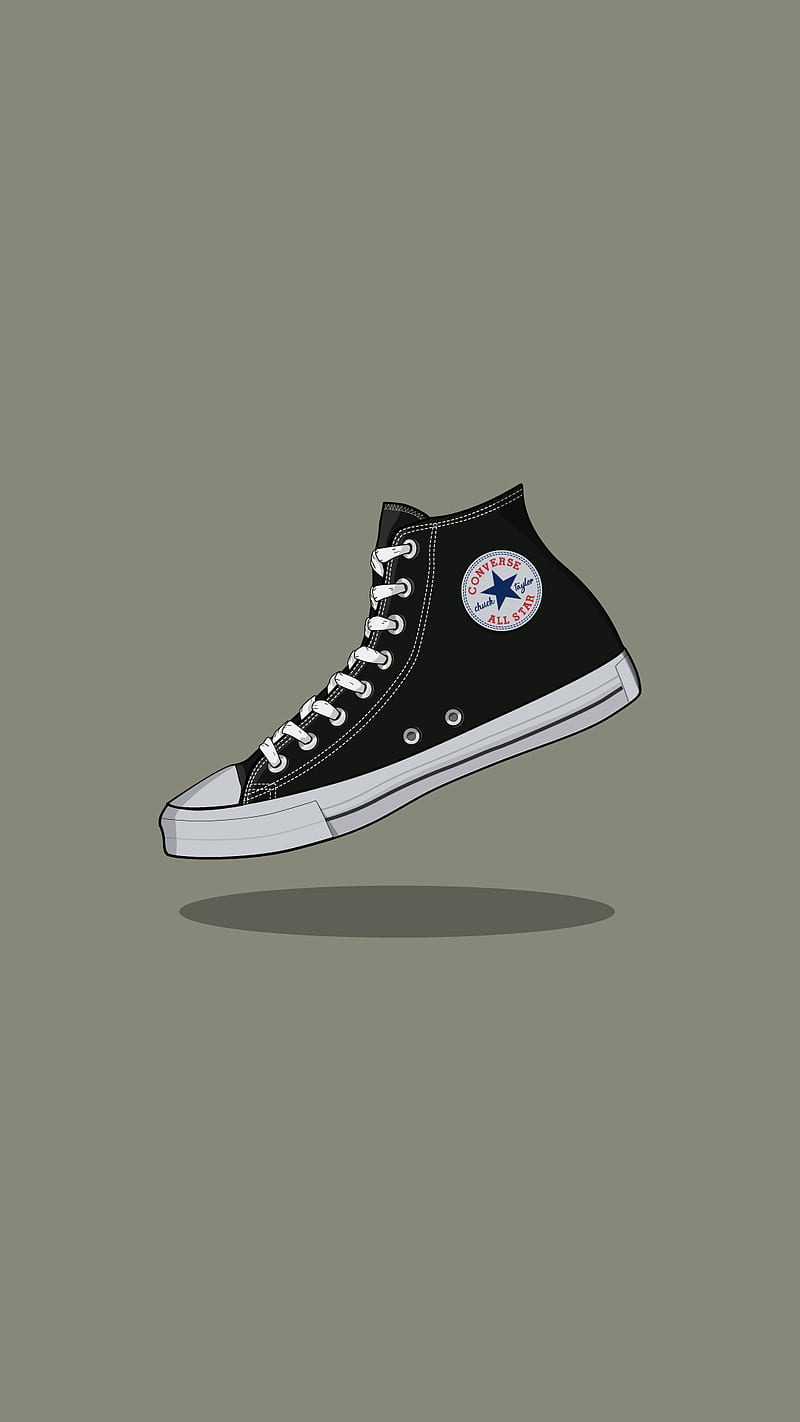 Classic Chuck, black, converse, cool, fashion, illustrations, logo, shoes, vintage, white, HD phone wallpaper