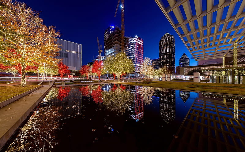 Dallas, city, texas, water, usa, colors, reflections, winter, lights, HD  wallpaper | Peakpx
