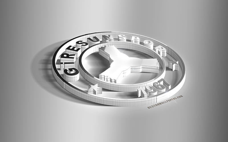 Giresunspor, 3D steel logo, Turkish football club, 3D emblem, Giresun, Turkey, TFF First League, 1 Lig, Giresunspor metal emblem, football, creative 3d art, HD wallpaper