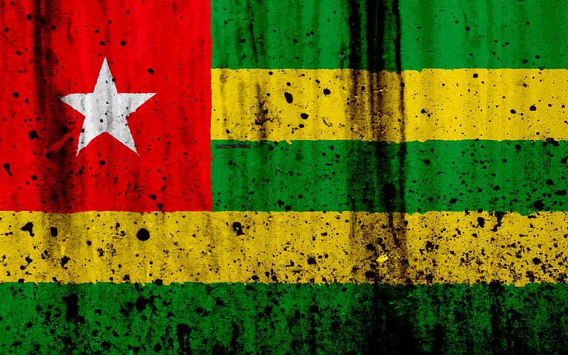Togo flag grunge, flag of Togo, Africa, Togo, national symbols, Togo national flag, HD wallpaper