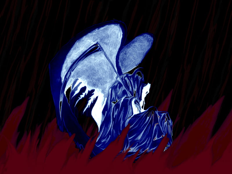 Reaper in Blue, flame, blue, sickle, HD wallpaper
