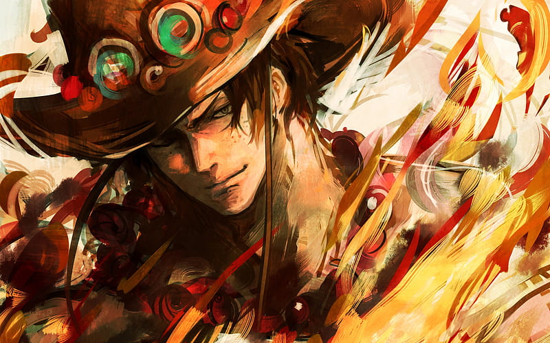 Portgas D Ace, manga, art, anime characters, One Piece, HD wallpaper