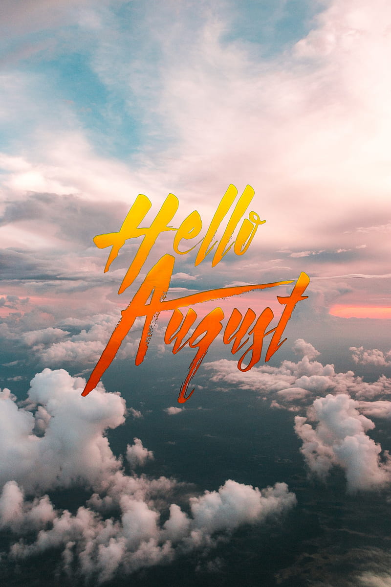 Hello August, aesthetic, blue, clouds, cute, hello august, love, orange,  yellow, HD phone wallpaper | Peakpx