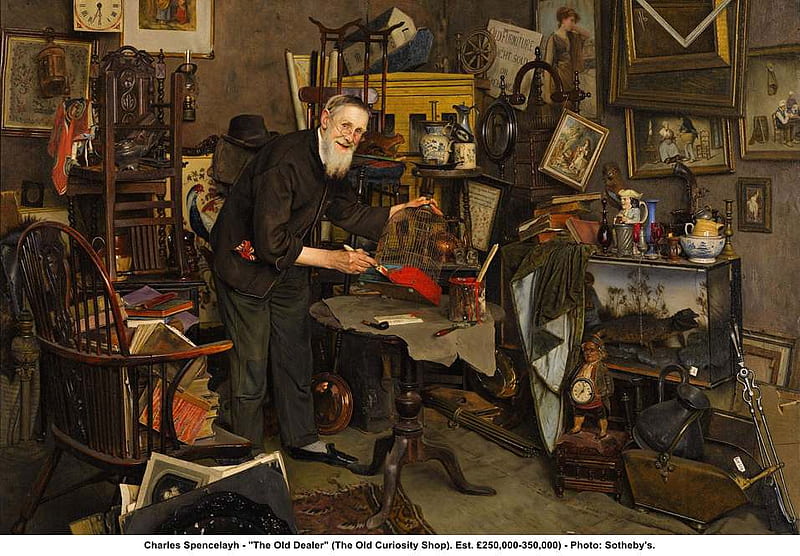 Charles Spencelayh. 'The Old Dealer'., art, painting, interior, old, classical, HD wallpaper