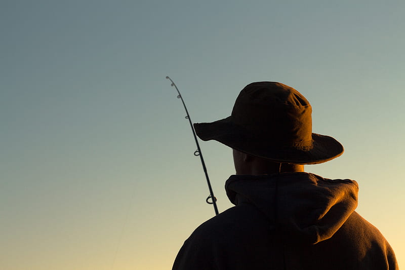fishing, fisherman, fishing rod, hat, HD wallpaper